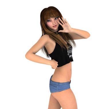 genç bir kadının 3d cg işleme