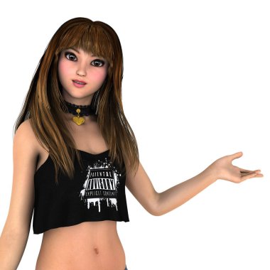 genç bir kadının 3d cg işleme