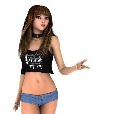 genç bir kadının 3d cg işleme