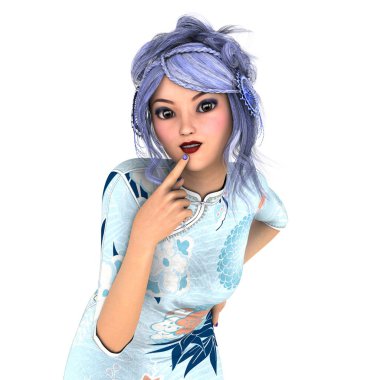 genç bir kadının 3d cg işleme