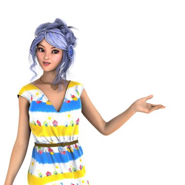 genç bir kadının 3d cg işleme