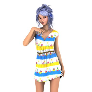 genç bir kadının 3d cg işleme