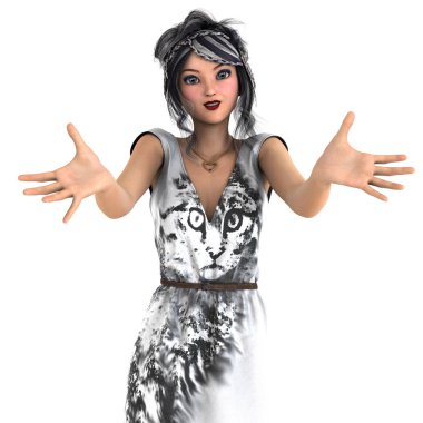 genç bir kadının 3d cg işleme