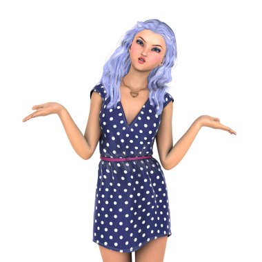 genç bir kadının 3d cg işleme