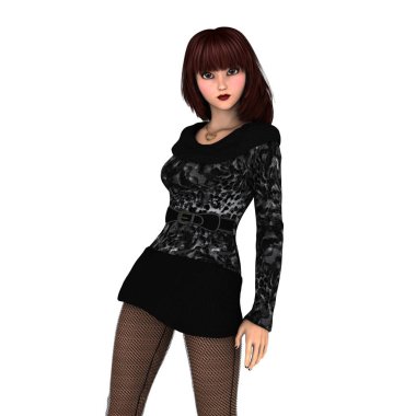 genç bir kadının 3d cg işleme