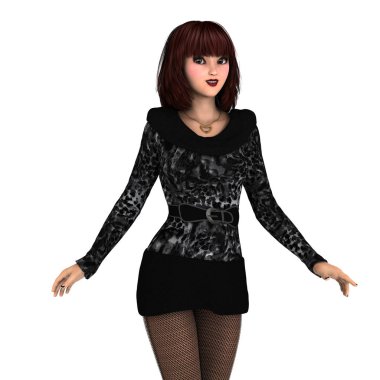 genç bir kadının 3d cg işleme