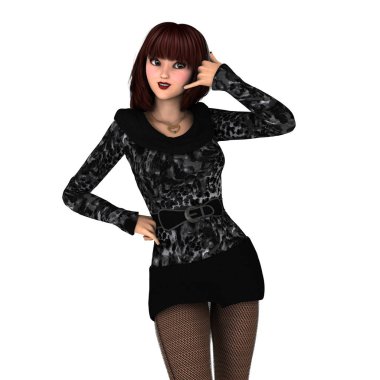 genç bir kadının 3d cg işleme