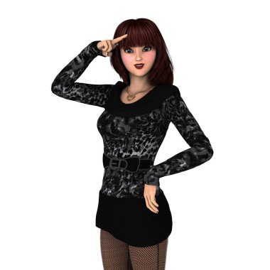 genç bir kadının 3d cg işleme