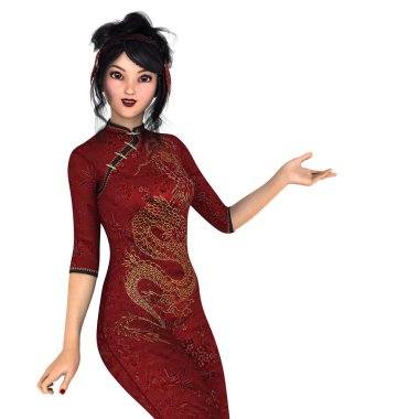 genç bir kadının 3d cg işleme