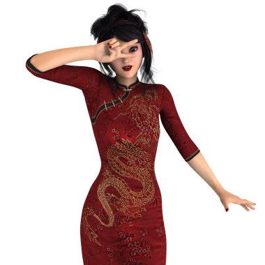 genç bir kadının 3d cg işleme