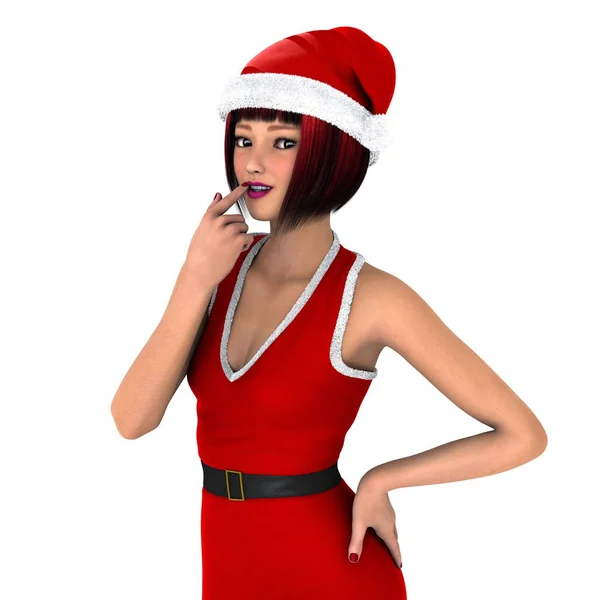 Junge Frau im Weihnachtsmann-Kostüm — Stockfoto