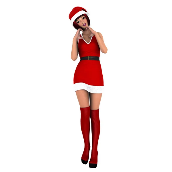 サンタ クロースの衣装を持つ若い女性 — ストック写真