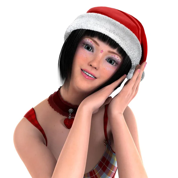 Young woman with Santa Claus hat — Stock Photo, Image