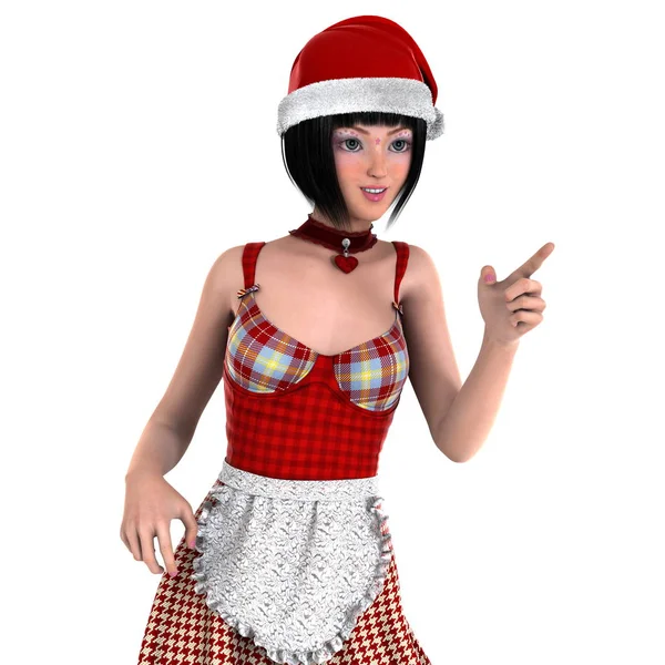 Jeune femme avec santa claus chapeau — Photo