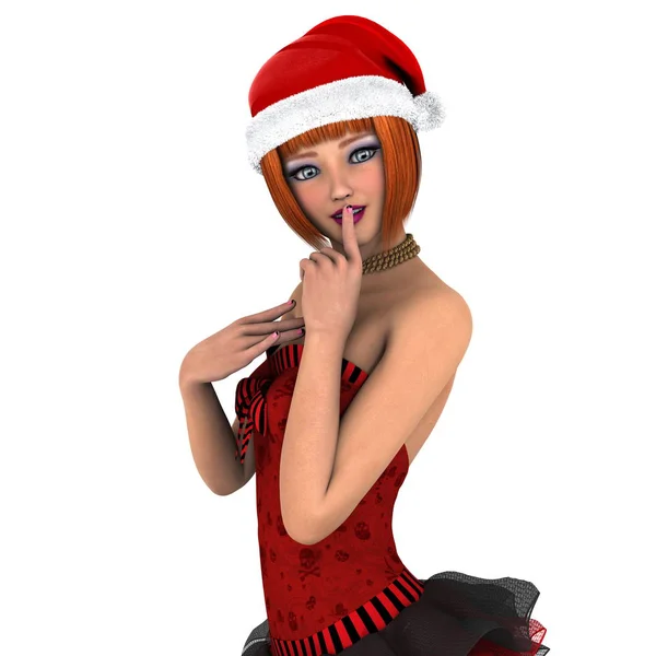 Giovane donna con cappello Babbo Natale — Foto Stock