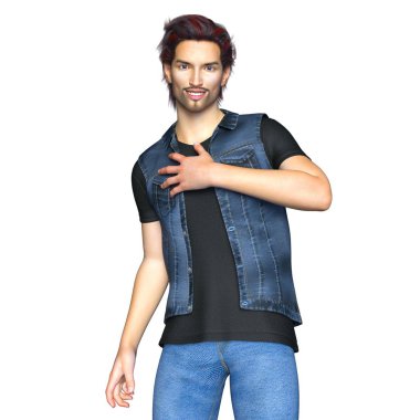 Genç bir adamın 3 boyutlu görüntüsü.