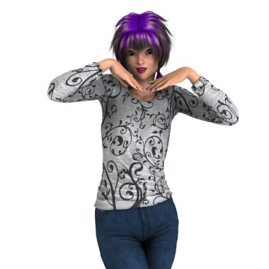 genç bir kadının 3d cg işleme