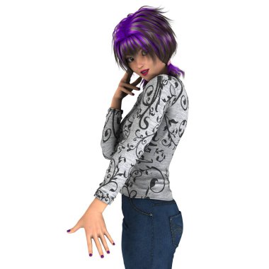 genç bir kadının 3d cg işleme