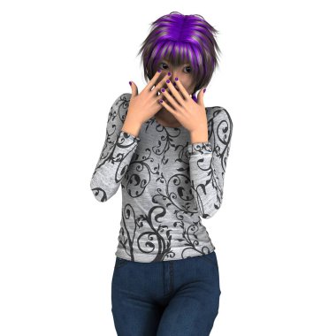 genç bir kadının 3d cg işleme