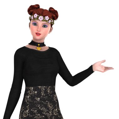 genç bir kadının 3d cg işleme