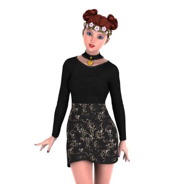 genç bir kadının 3d cg işleme