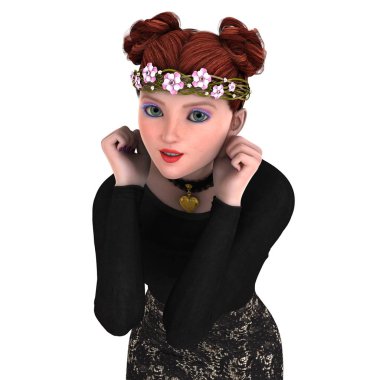 genç bir kadının 3d cg işleme