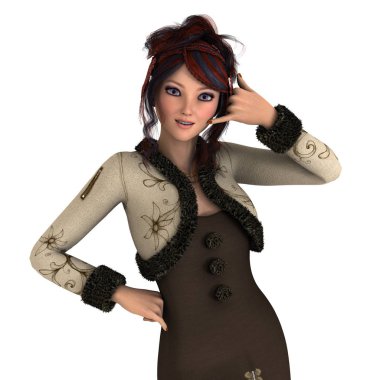 genç bir kadının 3d cg işleme