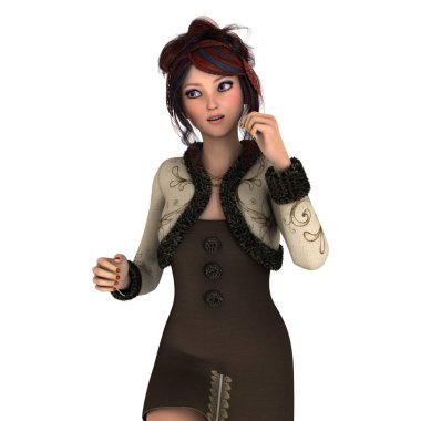 genç bir kadının 3d cg işleme