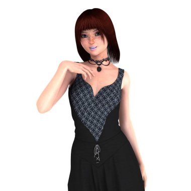 genç bir kadının 3d cg işleme