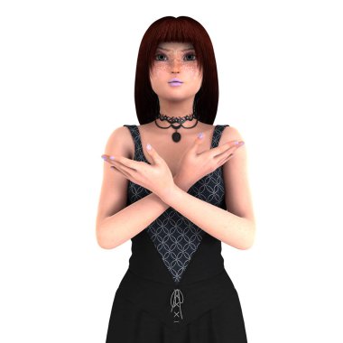 genç bir kadının 3d cg işleme