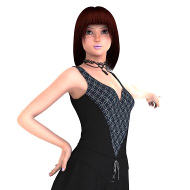 genç bir kadının 3d cg işleme