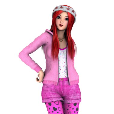 Noel Baba şapkalı genç bir kadın.