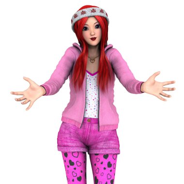 Noel Baba şapkalı genç bir kadın.