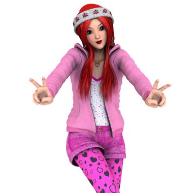 Noel Baba şapkalı genç bir kadın.