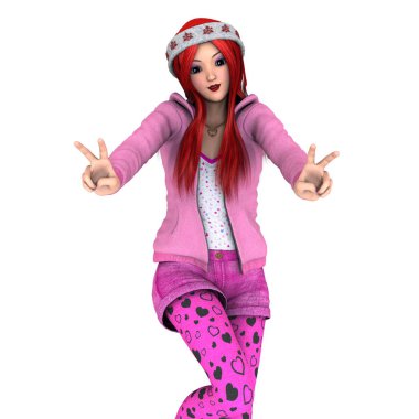 Noel Baba şapkalı genç bir kadın.