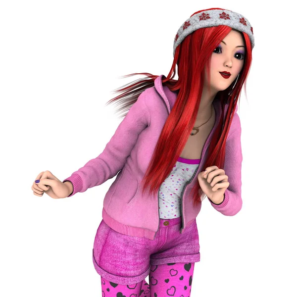 Noel Baba şapkalı genç bir kadın.