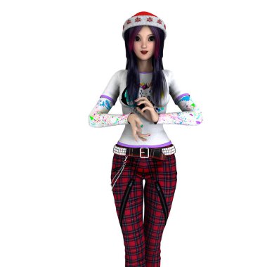 Noel Baba şapkalı genç bir kadın.