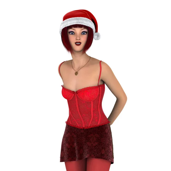 Young woman with Santa Claus hat — Stock Photo, Image