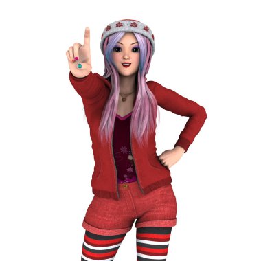 genç bir kadının 3d cg işleme