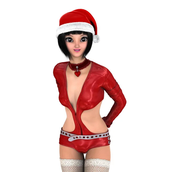 Giovane donna con cappello Babbo Natale — Foto Stock