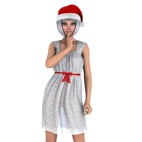 Giovane donna con cappello Babbo Natale — Foto Stock