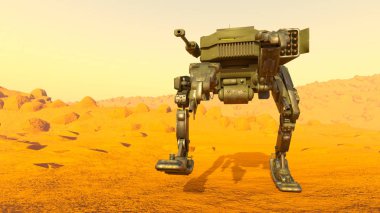 bir savaş robotu 3d cg render