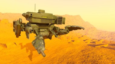 bir savaş robotu 3d cg render