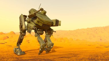 bir savaş robotu 3d cg render