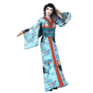 bir geyşa kız 3d cg render