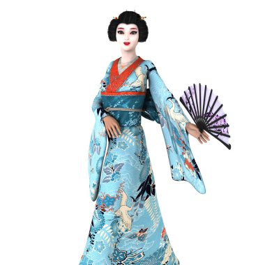 bir geyşa kız 3d cg render