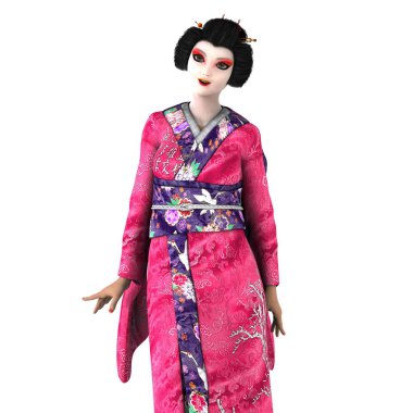 bir geyşa kız 3d cg render