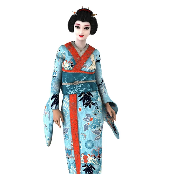 3D CG-рендеринг гейши — стоковое фото