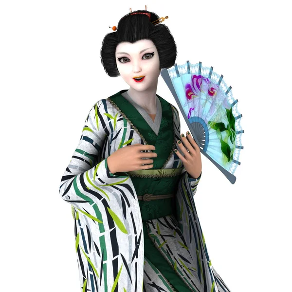 3D CG representación de una chica geisha —  Fotos de Stock