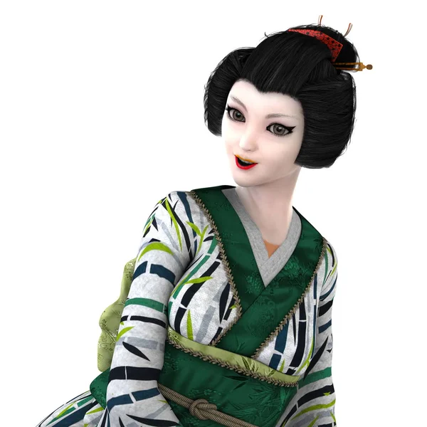 3D CG representación de una chica geisha —  Fotos de Stock